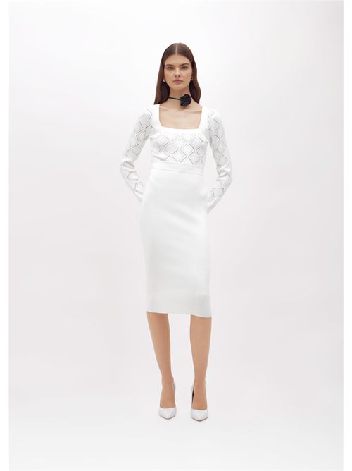 Abito in maglia a tubino con strass BLUGIRL BLUMARINE | RF5117MS99E/10602